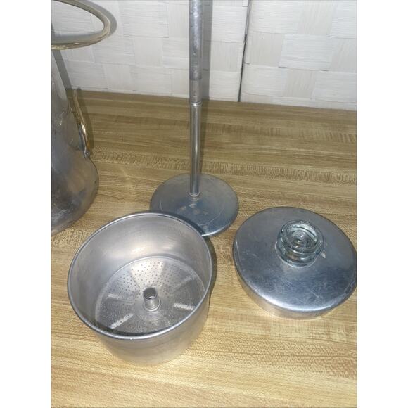 VINTAGE COMET 9-CUP CAPACITY ALUMINUM COFFEE POT PERCOLATOR WITH COPPER HANDLES - Picture 9 of 11